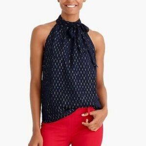 J Crew Navy Blue Halter Top with Bow Detail - new!